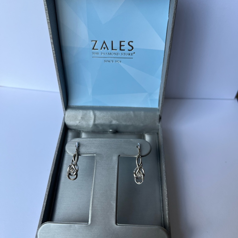 Zales Silver Diamond twist Earrings